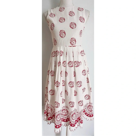 ASOS Petite • NWT Red Embroidered White Fit and Flare Dress - Picture 1 of 8